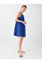 Kobalt 100% Linen Straight Collar Dress with Strap Detail - 3