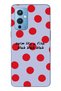 One Plus 9 Compatible Red Polka Dot Patterned Transparent Phone Case