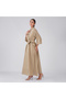 Tan Brown Ruffle Collar Shirt Maxi Dress - 2