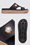 Eva Auralight Women's Black Flip-Flops with Thick Soles - Straw Pattern with Stone and Pearl Detail Ultr - 8