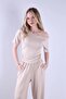 Women's Short Sleeve Side Ruched Detailed One-Shoulder Open Top and Pants Two-Piece Set - 4