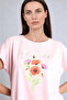 Crew Neck Floral Short Sleeve Light Pink T-Shirt H8360Ax26Hs - 3