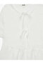 Tie-Back Bow Detail Short Sleeve Textured Peplum Blouse - 5