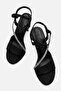 Women's Stoned Single-Heel Painted Platform Heeled Sandals Black Glitter - 5