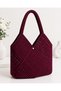 🖤   Velora Black Glittery Hand Knitted Cross Patterned Paper String Shoulder Bag - 2