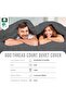 Deluxe 100% Cotton Duvet Cover Set Queen Size 230x220 cm Dark Grey, 600 Thread Count - 4