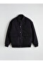 Black Loose Fit Shirt Collar Men's Coat - 6