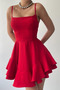 Women's Strappy Mini Dress Square Neckline Flounce Skirt Stylish Casual Event Graduation Dress - 5