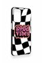 Oppo A16 Compatible Black Good Vibes Patterned Silicone Case - 3