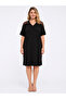 Women's Plus Size Black, Shoulder Lace Detailed, Pocketed Viscose Dress 65N39589 - 4
