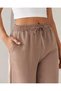 Women's High Waist Drawstring Tied Lightweight Textured Loose Trousers - 3