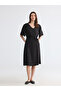 Lcw Grace Black V-Neck Belted Waist Dress