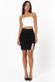Women's Black High Waist Midi Pencil Skirt with Side Slit Detail