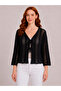 Women's Black Knitted Lace-Up Cardigan