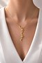 Women's Sun Moon Detailed Y Necklace with Zircon Stone and Steel Chain Design, Minimal and Stylish - 2