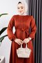 Button Detailed Belted Dress Tile - 4