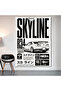 Nissan Skyline R34 Blueprint Wall Covering Wall Tapestry First Quality Satin Fabric Poster
