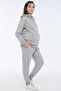 Pregnant Women's Cotton Hooded Maternity Tracksuit Set Gray Melange-26202 - 7