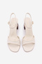 Women's Blunt Toe Wood Patterned Heel Ankle Strap Classic Heeled Sandals Sirena Ecru - 7