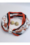 Satin Scarf Necklace and Earring Set with Magnet Pearl Detail 44 cm Women's Stylish Combination Accessory - 3