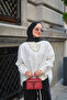 Women's Elastic Ankle Cuff Front Lace Detail Shirt White - 4