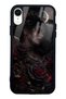 iPhone Xr Glossy Phone Case with Crimson Moon Rose Design