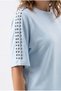 2166 Women's Stone Detailed Crew Neck Short Sleeve Blouse Baby Blue - 2