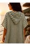 Defne |   Striped Poncho |   Hooded Beach and Pool Poncho - 4
