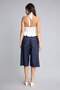 100% Cotton High Waist Wide Leg Indigo Bermuda Jean Shorts I2340Ax26Hs - 7