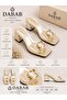 Andy Women's Transparent Banded Stone Buckle Square Toe Beige 7 cm Thick Heeled Slippers - 2
