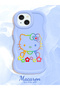 iPhone 15 Compatible Case with Camera Protector Blue Silicone Couple Phone Case Kitty Pattern - 2