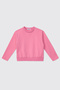 Girl's Crew Neck Long Sleeve Fuchsia Dress - 4