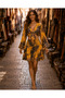 Mustard Color Gold Detailed Silk Short Skirt Blouse Set - 2