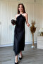 Asymmetrical Ruched Satin Dress with Rope Straps - 3