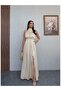 Halter Neck Slit Satin Dress - 4