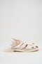 Beige Suede Women's Sandals with Cage Model Buckle Detail - 4