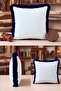 Floral Pattern Stylish Fringed Pillow Cover - Elegant Floral White Blue Navy Blue Tassel Throw Pillow Cover - 5