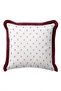 Elegant Floral Patterned Fringed Pillowcase with Border - Minimal Floral Burgundy Tassel Throw Pillow Cover - 5