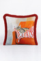 Artistic Fringed Pillowcase with Decorative Cat Figure - Pet-Themed Orange Tassel Throw Pillow Cover - 3