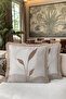 Botanical Leaf Design Fringed Pillowcase-Abstract Natural Beige Mink Cream Tufted Throw Pillow Cover - 2
