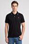 Men Regular Fit Embroidered Logo Short Sleeve Polo Shirt, Black