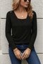 Women's Long Sleeve V Neck Button Detail Soft Blouse - 3