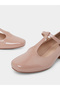 Beige Patent Block Heel Mary Jane Shoes - 3