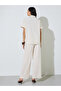 Cream Solid Shirt And Straight Pants Co-Ord Set - 5