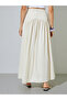 Cream Wide Waistband A-Line Maxi Skirt - 4