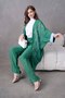 Women's Pearl Detailed Linen Kimono Top and Bottom Set - 3