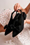 Ba04608 Women's Black Bow Short 4 cm Heeled Shoes