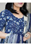 Blue Viscose Printed Anarkali Kurta Set - ALV2180 | Blue-Size:L-40-Inches - 3