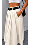 Women's Poplin Skirt with Belt and Pockets - 2
