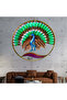 Hand-Painted Round Metal Peacock Wall Panel with LED Lights (DIA:24'' X H:24'') - 2